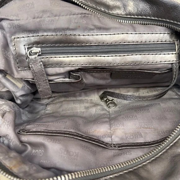 MICHAEL Michael Kors Gunmetal Ranger Leather Satchel Y2K - Picture 7 of 9